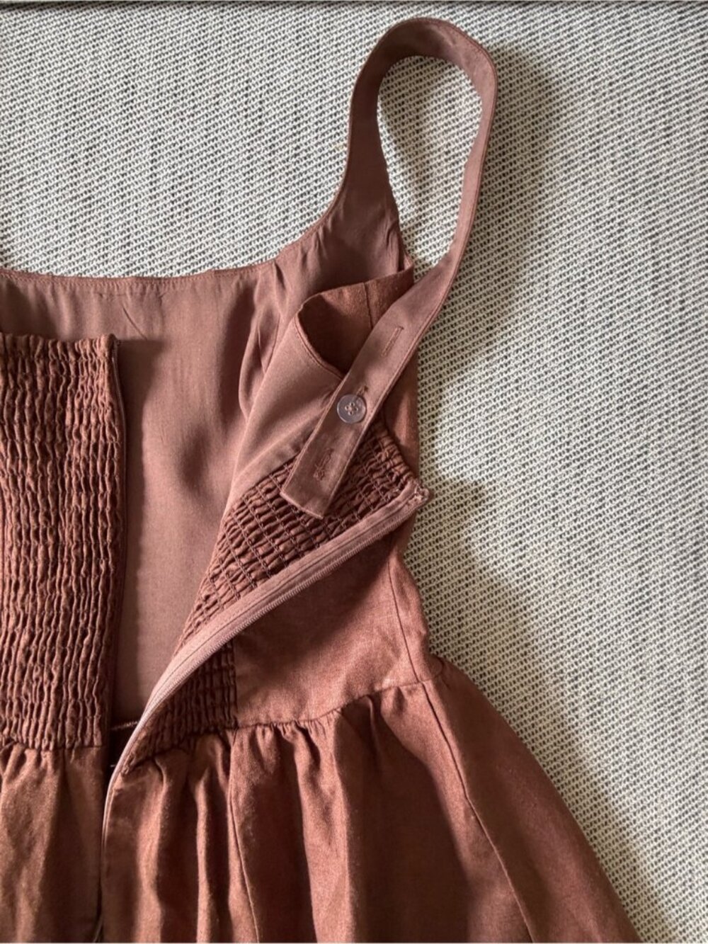 NEW Reformation Janu Square Neck Midi Linen Dress Chocolate Cake Brown US 0 UK 4 - Picture 8 of 11